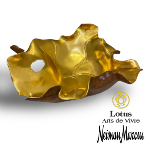 carved wooden leaf with gold leaf