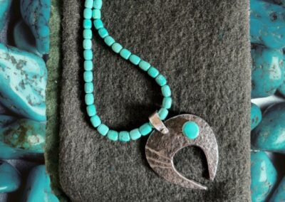 Natural Fox Turquoise Silver & Steel Necklace by Noah Pheffer Jewelry