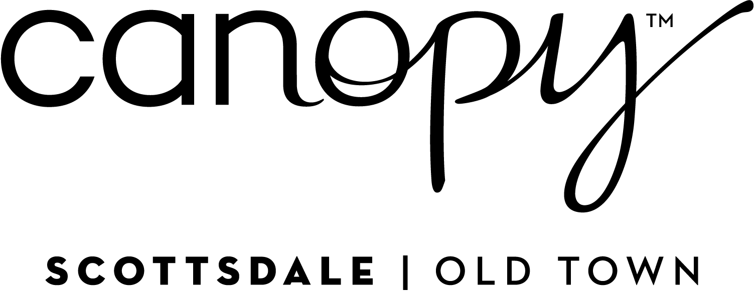 PHXOT_Stacked_K_RGB Canopy brand logo with the script wordmark above the words 'SCOTTSDALE | OLD TOWN' below it.